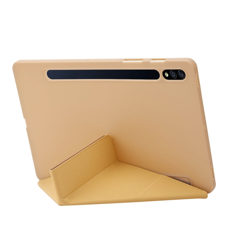 For Samsung Galaxy Tab S9 Deformation Silicone Leather Tablet Case(Gold) - Galaxy Tab S9 Cases by buy2fix | Online Shopping UK | buy2fix