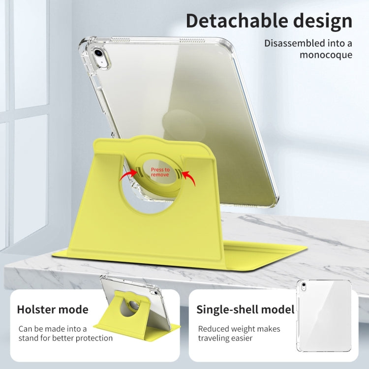 For iPad Air 11 2024 360 Rotation Detachable Clear Acrylic Leather Tablet Case(Yellow) - iPad Air 11 2024 Cases by buy2fix | Online Shopping UK | buy2fix