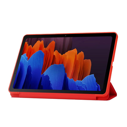 For Samsung Galaxy Tab S9+ 3-Fold Holder Silicone Leather Tablet Case(Red) - Galaxy Tab S9+ Cases by buy2fix | Online Shopping UK | buy2fix