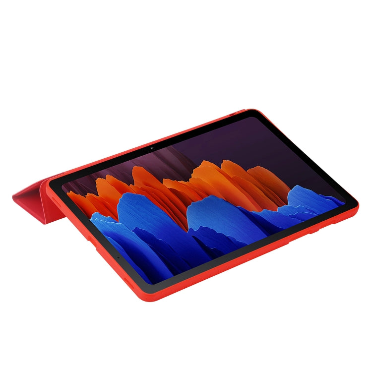 For Samsung Galaxy Tab S9+ 3-Fold Holder Silicone Leather Tablet Case(Red) - Galaxy Tab S9+ Cases by buy2fix | Online Shopping UK | buy2fix