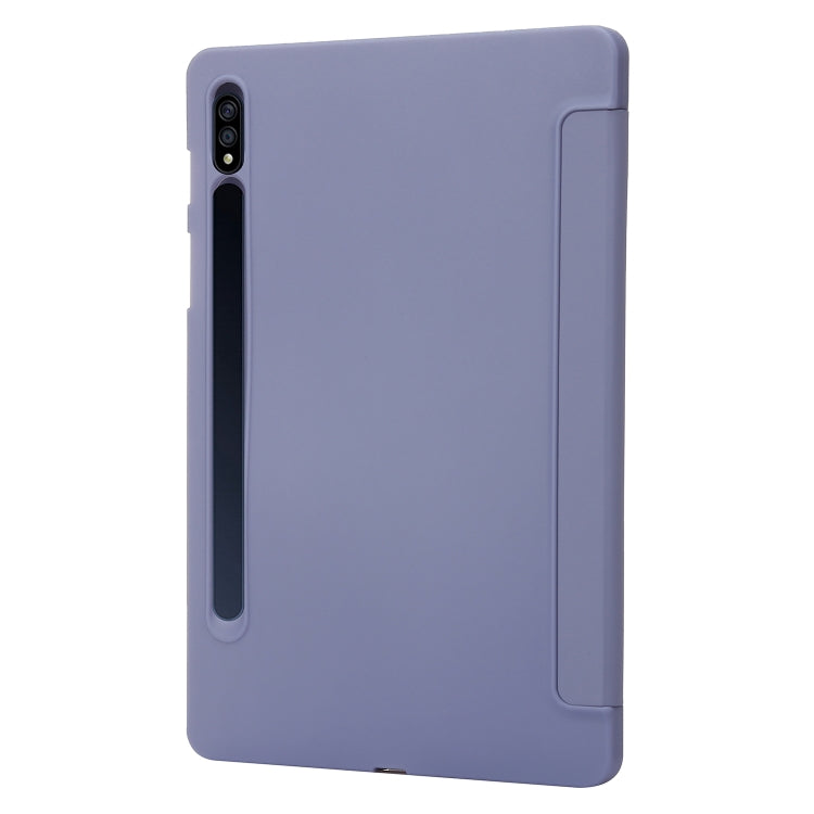 For Samsung Galaxy Tab S9+ 3-Fold Holder Silicone Leather Tablet Case(Purple) - Galaxy Tab S9+ Cases by buy2fix | Online Shopping UK | buy2fix