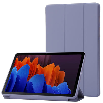 For Samsung Galaxy Tab S9 3-Fold Holder Silicone Leather Tablet Case(Purple) - Galaxy Tab S9 Cases by buy2fix | Online Shopping UK | buy2fix