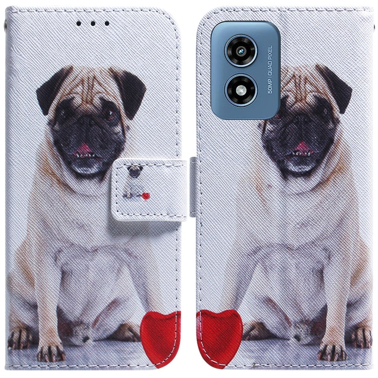 For Motorola Moto G Play 4G 2024 Coloured Drawing Flip Leather Phone Case(Pug) - Motorola Cases by buy2fix | Online Shopping UK | buy2fix