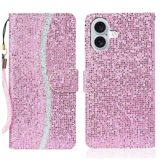 For iPhone 16 Plus Glitter Powder Filp Leather Phone Case(Pink) - iPhone 16 Plus Cases by buy2fix | Online Shopping UK | buy2fix