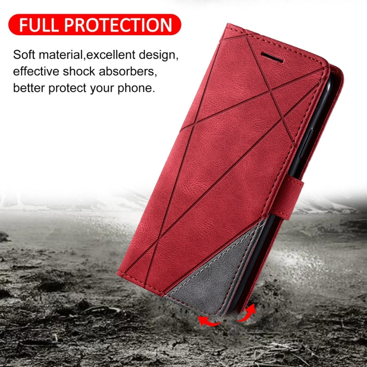 For iPhone 16 Pro Skin Feel Splicing Leather Phone Case(Red) - iPhone 16 Pro Cases by buy2fix | Online Shopping UK | buy2fix