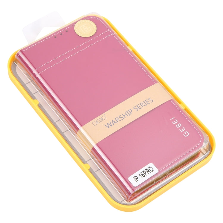 For iPhone 16 Pro GEBEI Top-grain Horizontal Flip Leather Phone Case(Rose Red) - iPhone 16 Pro Cases by GEBEI | Online Shopping UK | buy2fix