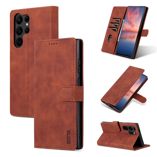 For Samsung Galaxy S24 Ultra 5G AZNS Skin Feel Calf Texture Flip Leather Phone Case(Brown) - Galaxy S24 Ultra 5G Cases by AZNS | Online Shopping UK | buy2fix