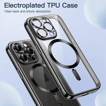 For iPhone 16 Pro Max Transparent Electroplated Magsafe Magnetic TPU Phone Case(Black) - iPhone 16 Pro Max Cases by buy2fix | Online Shopping UK | buy2fix