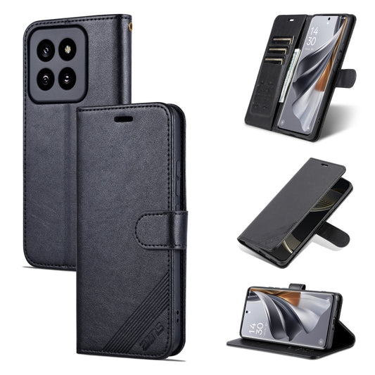 For Xiaomi 14 Pro AZNS Sheepskin Texture Flip Leather Phone Case(Black) - 14 Pro Cases by AZNS | Online Shopping UK | buy2fix