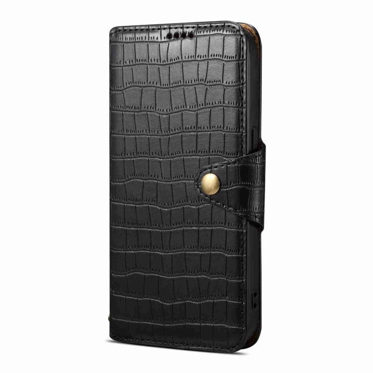 For iPhone 15 Pro Max Denior Crocodile Texture Oil Edge Leather Phone Case(Black) - iPhone 15 Pro Max Cases by Denior | Online Shopping UK | buy2fix