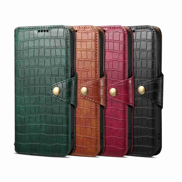 For iPhone 16 Plus Denior Crocodile Texture Oil Edge Leather Phone Case(Green) - iPhone 16 Plus Cases by Denior | Online Shopping UK | buy2fix