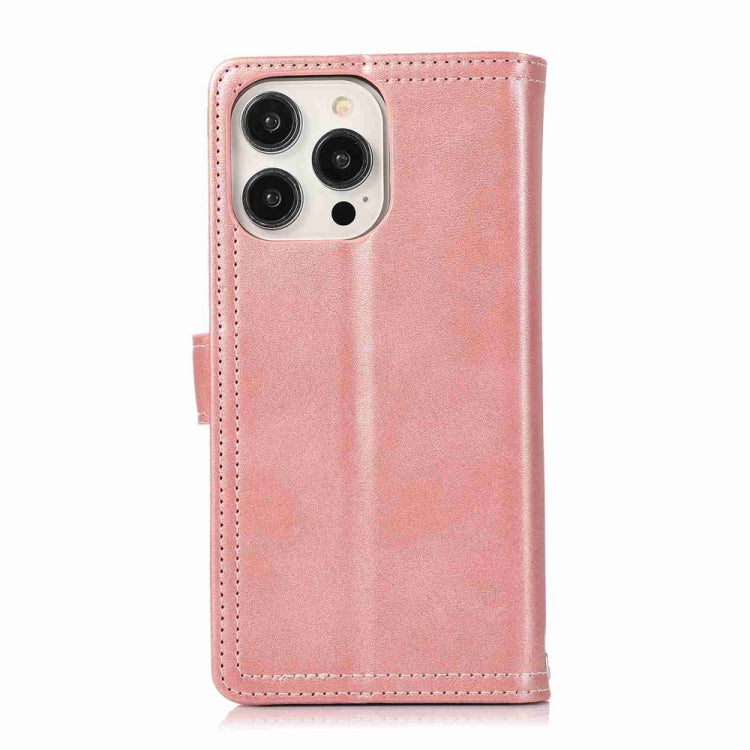 For iPhone 16 Pro Max Wristband Card Slot Leather Phone Case(Rose Gold) - iPhone 16 Pro Max Cases by buy2fix | Online Shopping UK | buy2fix