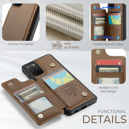 For Samsung Galaxy S20+ CaseMe C22 Card Slots Holder RFID Anti-theft Phone Case(Brown) - Galaxy Phone Cases by CaseMe | Online Shopping UK | buy2fix