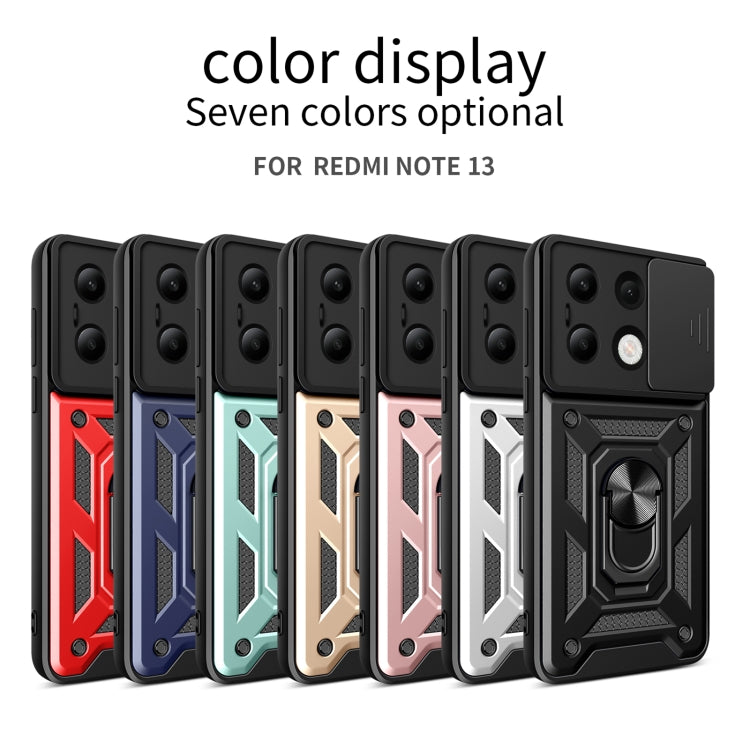 For Xiaomi Redmi Note 13 4G Global Sliding Camera Cover Design TPU Hybrid PC Phone Case(Mint Green) - Note 13 Cases by buy2fix | Online Shopping UK | buy2fix