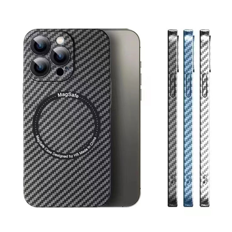 For iPhone 14 Pro Max MagSafe Magnetic PC Carbon Fiber Phone Case with Lens Film(Blue) - iPhone 14 Pro Max Cases by buy2fix | Online Shopping UK | buy2fix