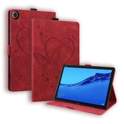 For Samsung Galaxy Tab A9+ Love Butterfly Embossed Leather Tablet Case(Red) - Galaxy Tab A9+ by buy2fix | Online Shopping UK | buy2fix