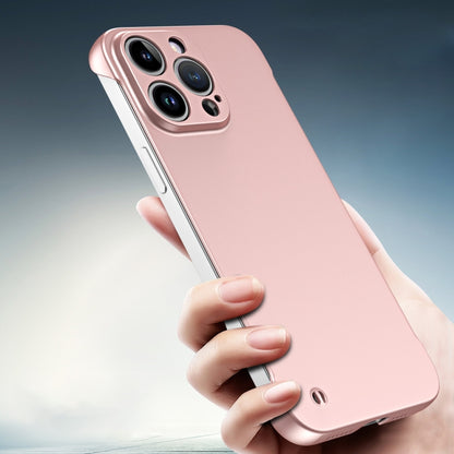 For iPhone 12 Pro Frameless Metallic Paint Hybrid PC Phone Case(Rose Gold) - iPhone 12 / 12 Pro Cases by buy2fix | Online Shopping UK | buy2fix