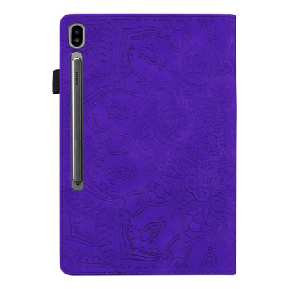 For Samsung Galaxy Tab S9 FE+ Calf Texture Embossed Leather Tablet Case(Purple) - Galaxy Tab S9 FE+ by buy2fix | Online Shopping UK | buy2fix