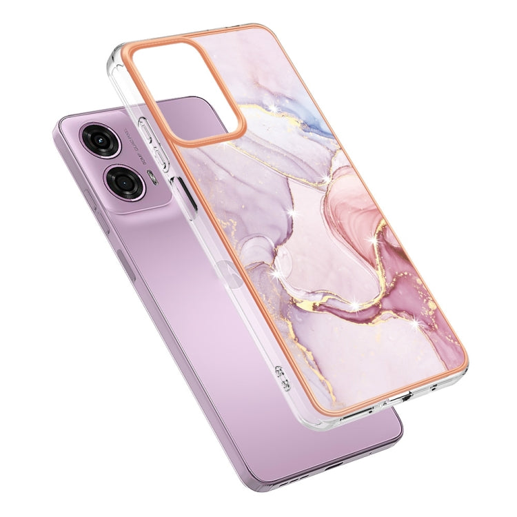 For Motorola Moto G24 4G / G04 4G Electroplating Marble Dual-side IMD Phone Case(Rose Gold 005) - Motorola Cases by buy2fix | Online Shopping UK | buy2fix