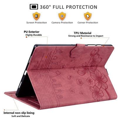 For Samsung Galaxy Tab S9 /S8 /S7 Cartoon Sakura Cat Embossed Smart Leather Tablet Case(Red) - Galaxy Tab S9 Cases by buy2fix | Online Shopping UK | buy2fix