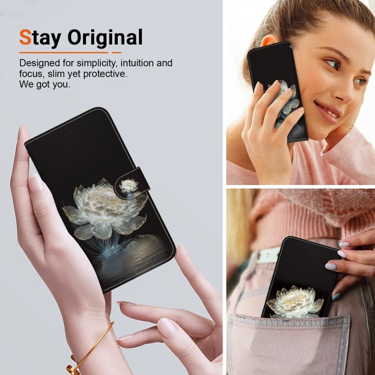 For iPhone 16 Plus Crystal Texture Colored Drawing Leather Phone Case(Crystal Peony) - iPhone 16 Plus Cases by buy2fix | Online Shopping UK | buy2fix