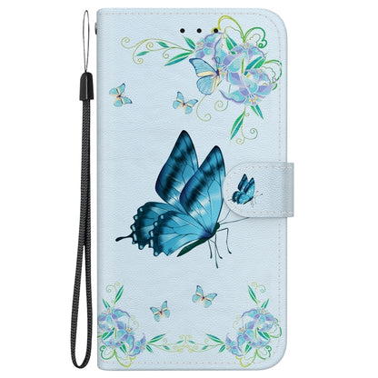 For iPhone 16 Pro Max Crystal Texture Colored Drawing Leather Phone Case(Blue Pansies) - iPhone 16 Pro Max Cases by buy2fix | Online Shopping UK | buy2fix