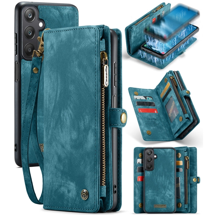 For Samsung Galaxy A25 4G CaseMe 008 Multifunctional Zipper Wallet Leather Phone Case with Lanyard(Blue) - Galaxy Phone Cases by CaseMe | Online Shopping UK | buy2fix