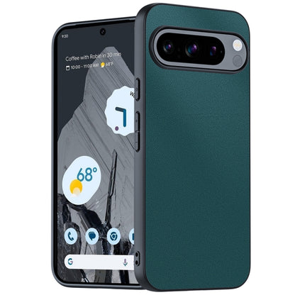 For Google Pixel 9 Pro XL Ultra-thin Plain Skin Leather Phone Case(Green) - Google Cases by buy2fix | Online Shopping UK | buy2fix