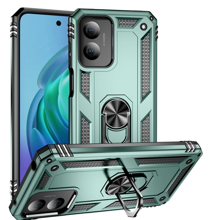 For Motorola Moto G Play 4G 2024 Shockproof TPU + PC Phone Case with Holder(Dark Green) - Motorola Cases by buy2fix | Online Shopping UK | buy2fix