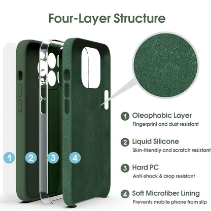 For iPhone 16 Plus Microfiber Liquid Silicone Shockproof Phone Case(Dark Green) - iPhone 16 Plus Cases by buy2fix | Online Shopping UK | buy2fix