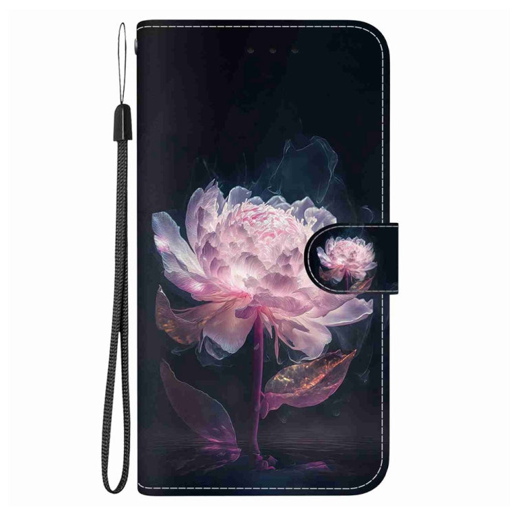 For Tecno Spark 30C Crystal Texture Colored Drawing Leather Phone Case(Purple Peony) - Tecno Cases by buy2fix | Online Shopping UK | buy2fix