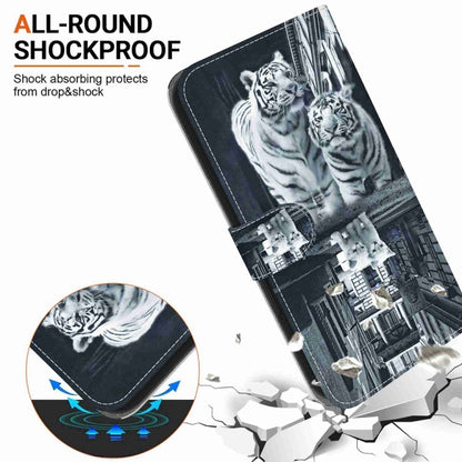 For Motorola Edge 2024 Crystal Texture Colored Drawing Leather Phone Case(Cat Tiger Reflection) - Motorola Cases by buy2fix | Online Shopping UK | buy2fix