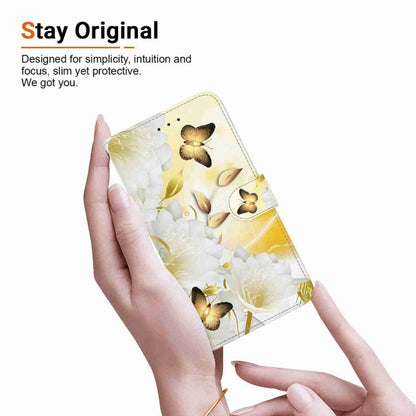 For Motorola Edge 2024 Crystal Texture Colored Drawing Leather Phone Case(Gold Butterfly Epiphyllum) - Motorola Cases by buy2fix | Online Shopping UK | buy2fix