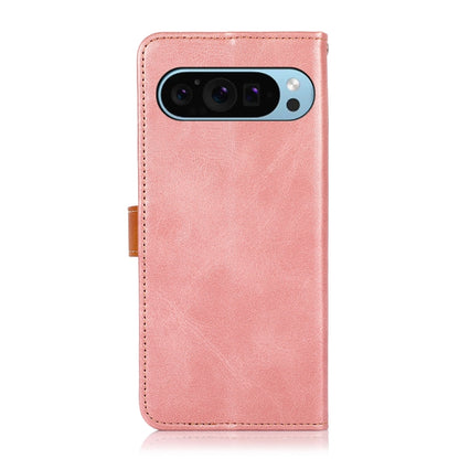 For Google Pixel 9 KHAZNEH Dual-color Cowhide Texture Flip Leather Phone Case(Rose Gold) - Google Cases by buy2fix | Online Shopping UK | buy2fix