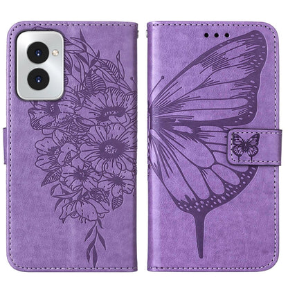 For Motorola Moto G Power 5G 2024 Embossed Butterfly Leather Phone Case(Purple) - Motorola Cases by buy2fix | Online Shopping UK | buy2fix