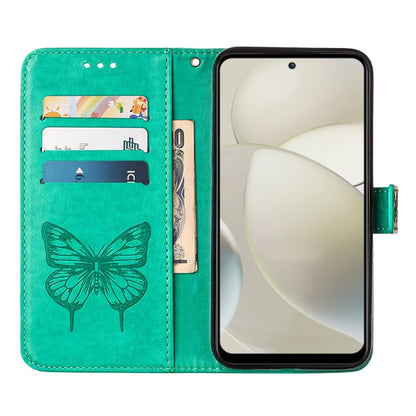 For Motorola Moto G Power 5G 2024 Embossed Butterfly Leather Phone Case(Green) - Motorola Cases by buy2fix | Online Shopping UK | buy2fix