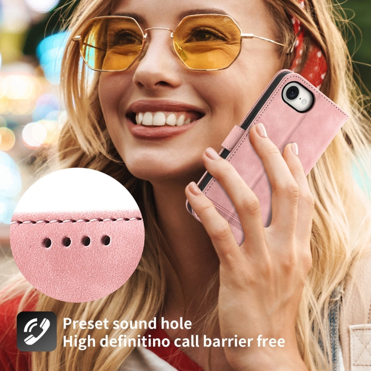 For iPhone SE 2024 Dierfeng Dream Line TPU + PU Leather Phone Case(Pink) - More iPhone Cases by buy2fix | Online Shopping UK | buy2fix