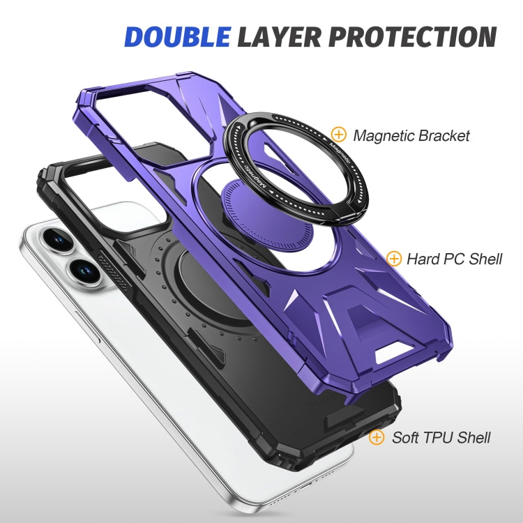 For iPhone 12 Pro Max MagSafe Magnetic Shockproof Phone Case with Ring Holder(Purple) - iPhone 12 Pro Max Cases by buy2fix | Online Shopping UK | buy2fix