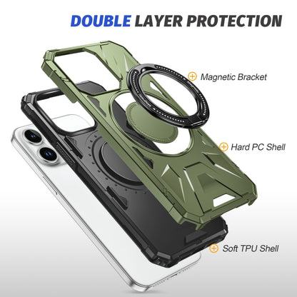 For iPhone 11 MagSafe Magnetic Shockproof Phone Case with Ring Holder(Dark Green) - iPhone 11 Cases by buy2fix | Online Shopping UK | buy2fix