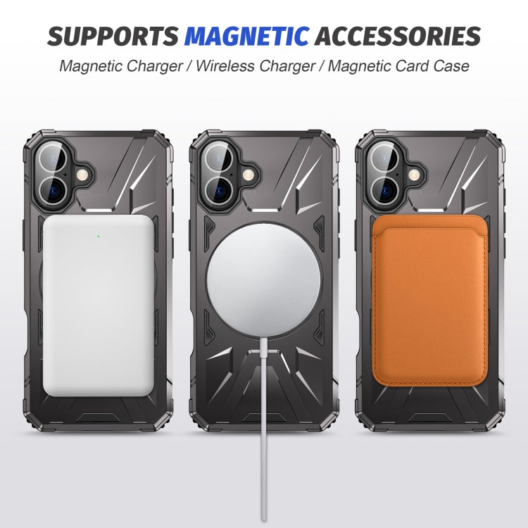 For iPhone 16 Plus MagSafe Magnetic Shockproof Phone Case with Ring Holder(Dark Grey) - iPhone 16 Plus Cases by buy2fix | Online Shopping UK | buy2fix