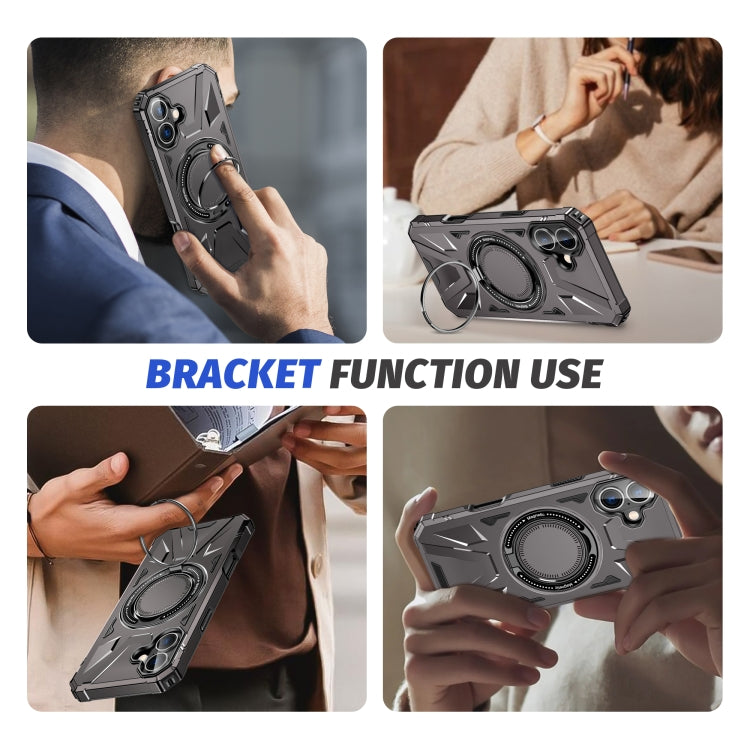 For iPhone 16 Plus MagSafe Magnetic Shockproof Phone Case with Ring Holder(Dark Grey) - iPhone 16 Plus Cases by buy2fix | Online Shopping UK | buy2fix