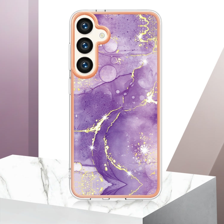 For Samsung Galaxy S24 5G Electroplating Marble Dual-side IMD Phone Case(Purple 002) - Galaxy S24 5G Cases by buy2fix | Online Shopping UK | buy2fix