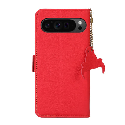 For Google Pixel 9 Pro Side-Magnetic TJ Genuine Leather RFID Phone Case(Red) - Google Cases by buy2fix | Online Shopping UK | buy2fix