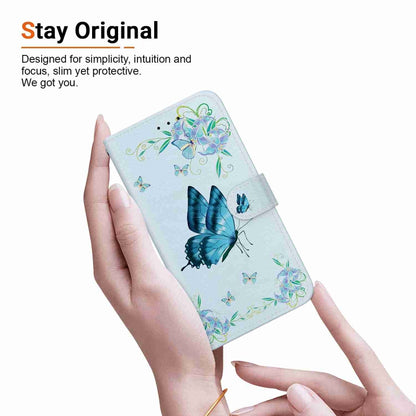 For Samsung Galaxy S21 Ultra 5G Crystal Texture Colored Drawing Leather Phone Case(Blue Pansies) - Galaxy S21 Ultra 5G Cases by buy2fix | Online Shopping UK | buy2fix