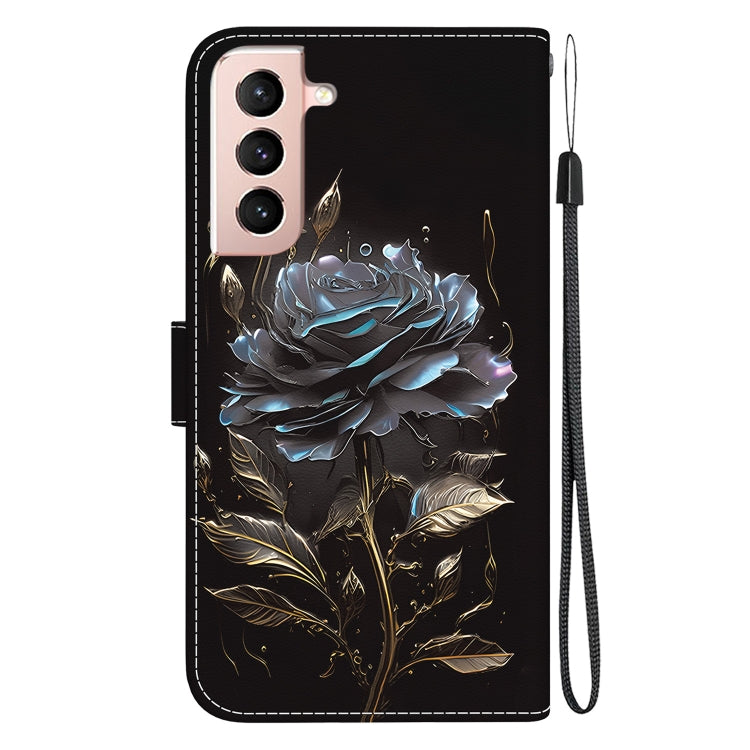 For Samsung Galaxy S22+ 5G Crystal Texture Colored Drawing Leather Phone Case(Black Rose) - Galaxy S22+ 5G Cases by buy2fix | Online Shopping UK | buy2fix