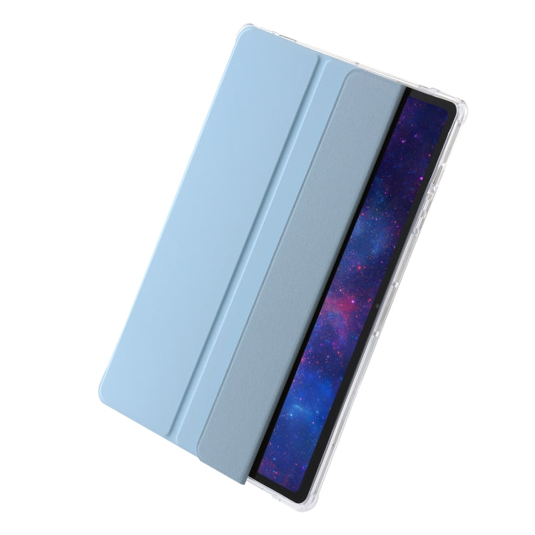 For Samsung Galaxy Tab S9 3-Fold Clear Acrylic Leather Tablet Case(Ice Blue) - Galaxy Tab S9 Cases by buy2fix | Online Shopping UK | buy2fix