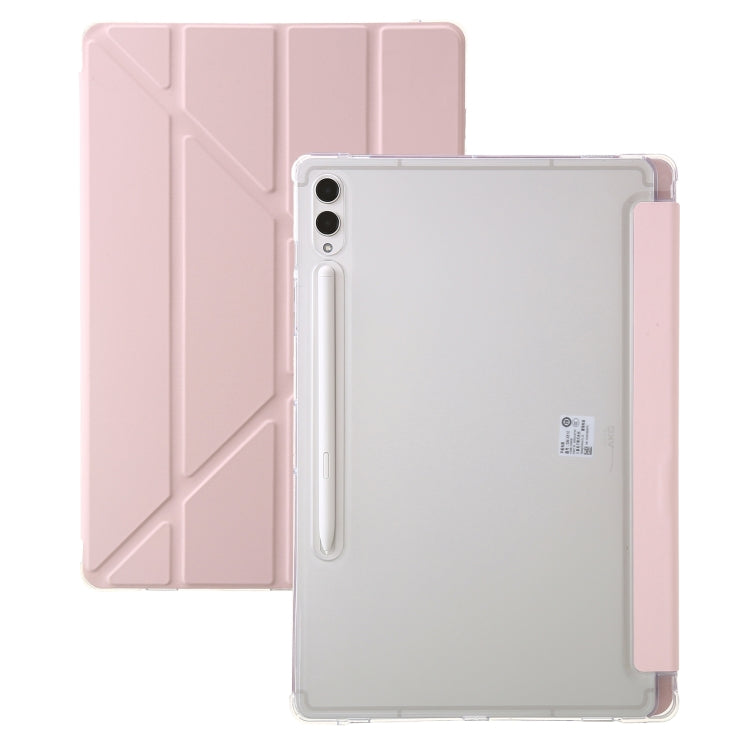 For Samsung Galaxy Tab S9+ Clear Acrylic Deformation Leather Tablet Case(Pink) - Galaxy Tab S9+ Cases by buy2fix | Online Shopping UK | buy2fix