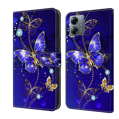 For Motorola Moto G14 Crystal 3D Shockproof Protective Leather Phone Case(Diamond Butterfly) - Motorola Cases by buy2fix | Online Shopping UK | buy2fix