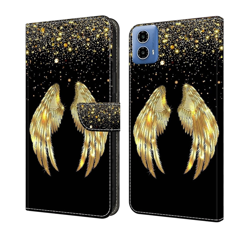 For Motorola Moto G24 Power Crystal 3D Shockproof Protective Leather Phone Case(Golden Wings) - Motorola Cases by buy2fix | Online Shopping UK | buy2fix