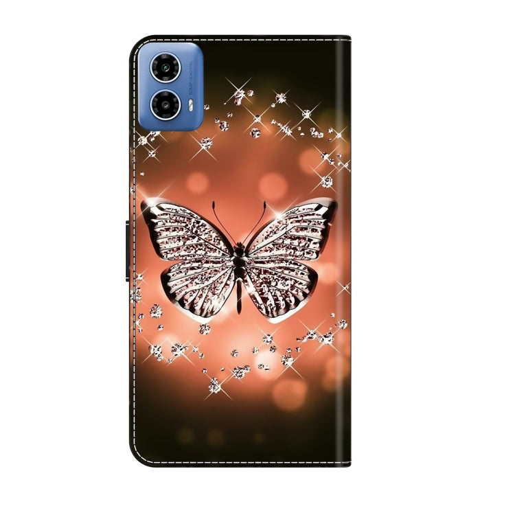 For Motorola Moto G34 Crystal 3D Shockproof Protective Leather Phone Case(Crystal Butterfly) - Motorola Cases by buy2fix | Online Shopping UK | buy2fix